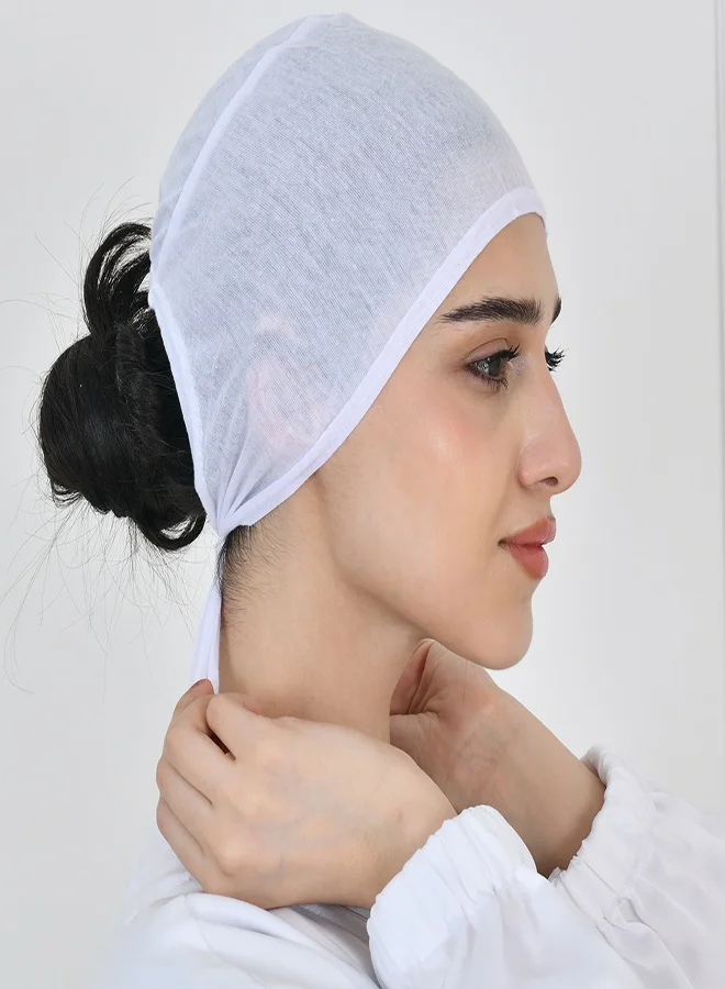 عبايات حوراء قبعة بيضاء برباط خلفي