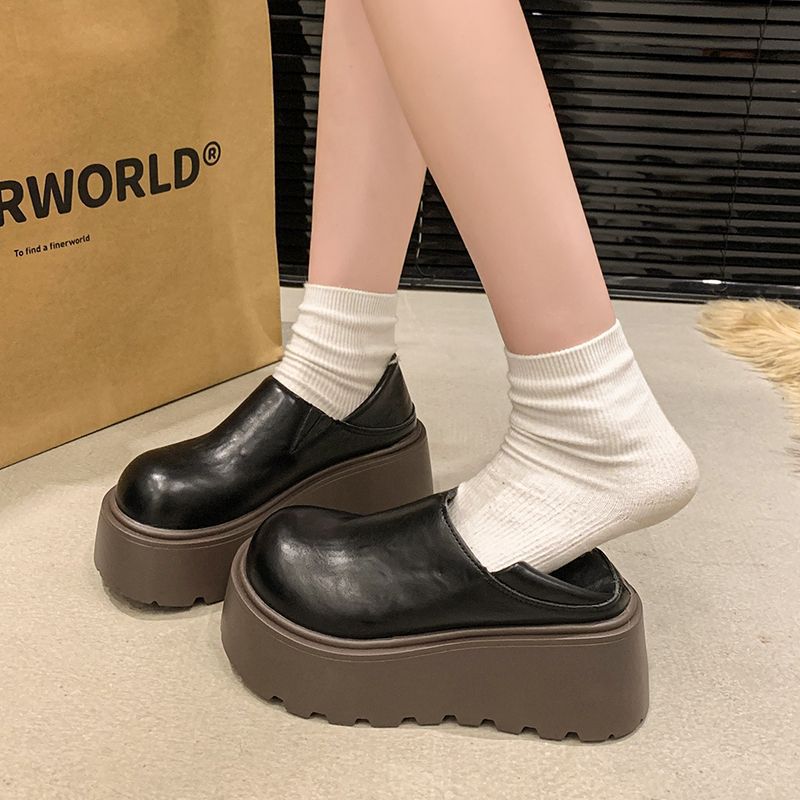 Two-Wear Leather Fleece-Lined Warm Platform Shoes Cotton Shoes Daily Soft Bottom Not Tired Feet Single Shoes - Image 5