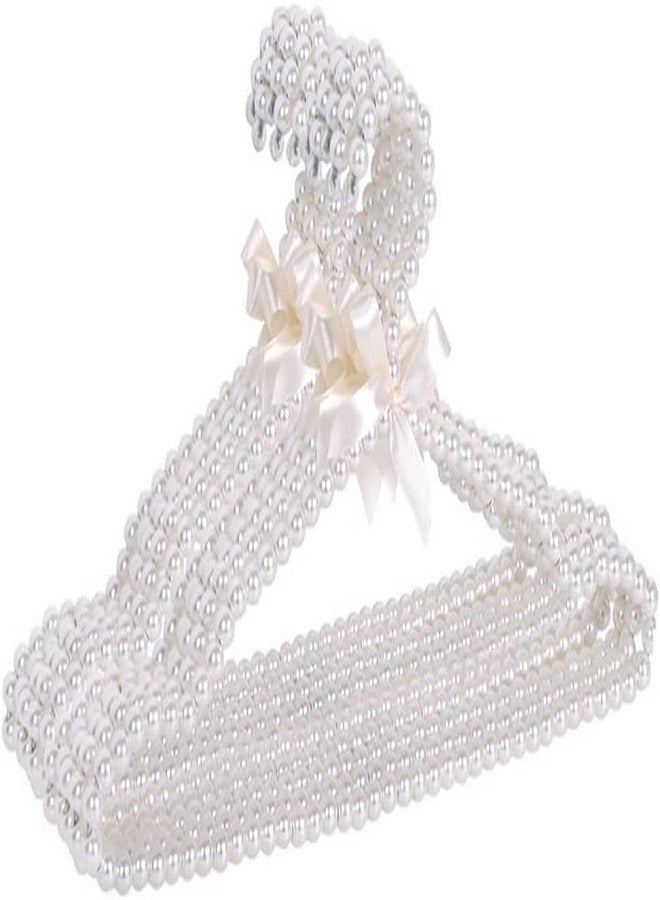 Set of 10 Pearl White Clothes Hangers for Wedding Dresses, Shirts, and Bras (Pack of 10) - Image 1