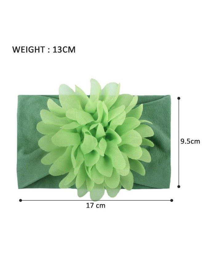 Syga Baby Girl Headband Nylon Flower Baby Soft Wide Chiffon Flower Bow Stretchy Hairband Hair Accessories For Kids Newborn Infant Toddler Girlgreen - Image 5