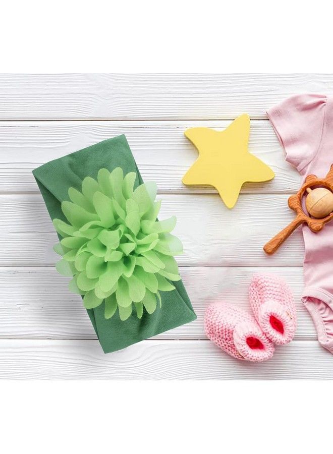 Syga Baby Girl Headband Nylon Flower Baby Soft Wide Chiffon Flower Bow Stretchy Hairband Hair Accessories For Kids Newborn Infant Toddler Girlgreen - Image 4