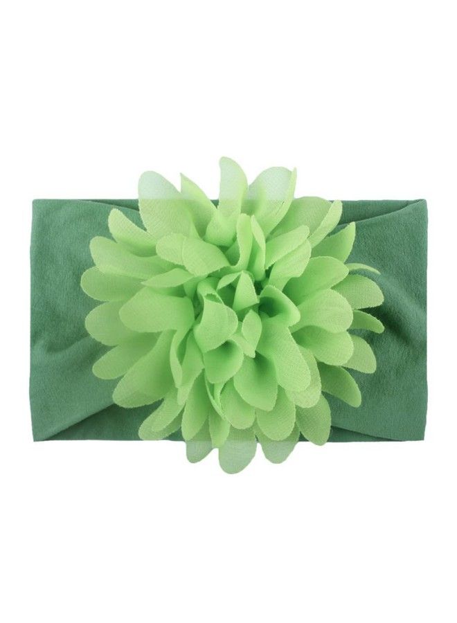 Syga Baby Girl Headband Nylon Flower Baby Soft Wide Chiffon Flower Bow Stretchy Hairband Hair Accessories For Kids Newborn Infant Toddler Girlgreen - Image 1