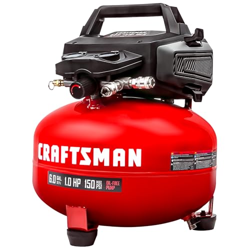 Craftsman Air Compressors 6 Gallon Portable Pancake Air Compressor,Oil Free Max 150 Psi 1.0HP 2.6 CFM@90PSI Electric Air Compressor Shop Air Compressor, CMXECXA02106410 - Image 1