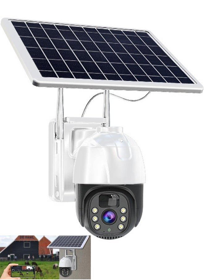 Sumkyle - 3G/4G LTE Outdoor Solar Powered Cellular Security Camera Wireless Pan Tilt 360°View Night Vision 2 Way Talk PIR Motion Sensor（No Wifi）SIM Card  App eseecloud - Image 1