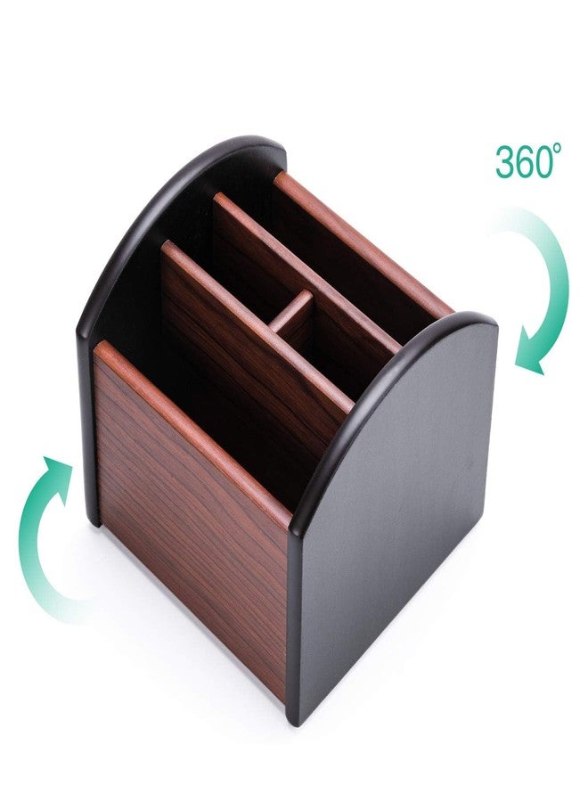MaxGear Remote Control Holder Caddy, Wooden Desk Organizer with 4 Compartments, Multifunctional Storage for Remote Controls, TV & Office Supplies, Ideal for Tabletop - Image 3