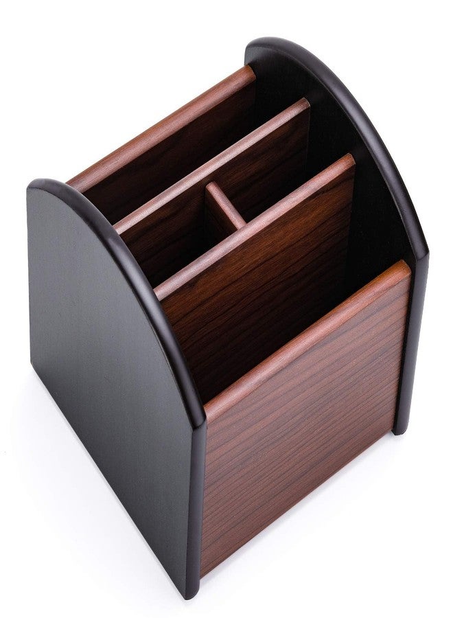 MaxGear Remote Control Holder Caddy, Wooden Desk Organizer with 4 Compartments, Multifunctional Storage for Remote Controls, TV & Office Supplies, Ideal for Tabletop - Image 1