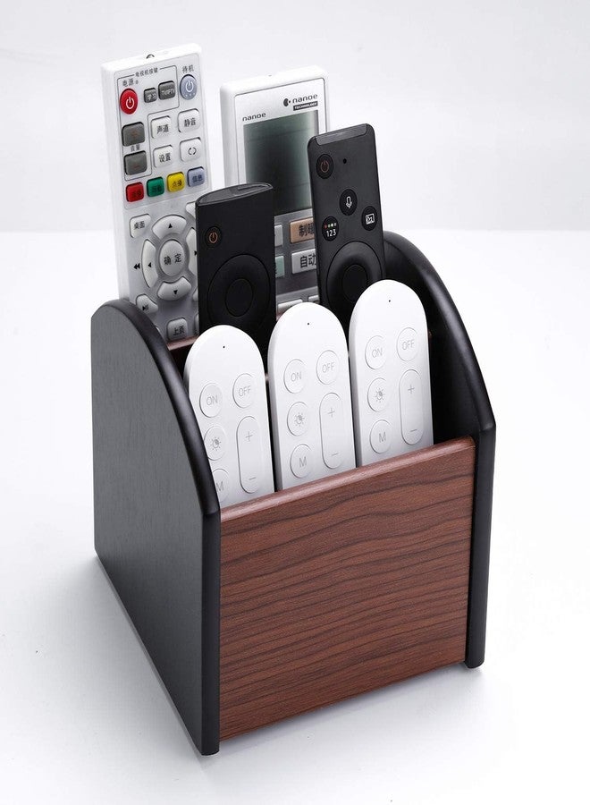 MaxGear Remote Control Holder Caddy, Wooden Desk Organizer with 4 Compartments, Multifunctional Storage for Remote Controls, TV & Office Supplies, Ideal for Tabletop - Image 2