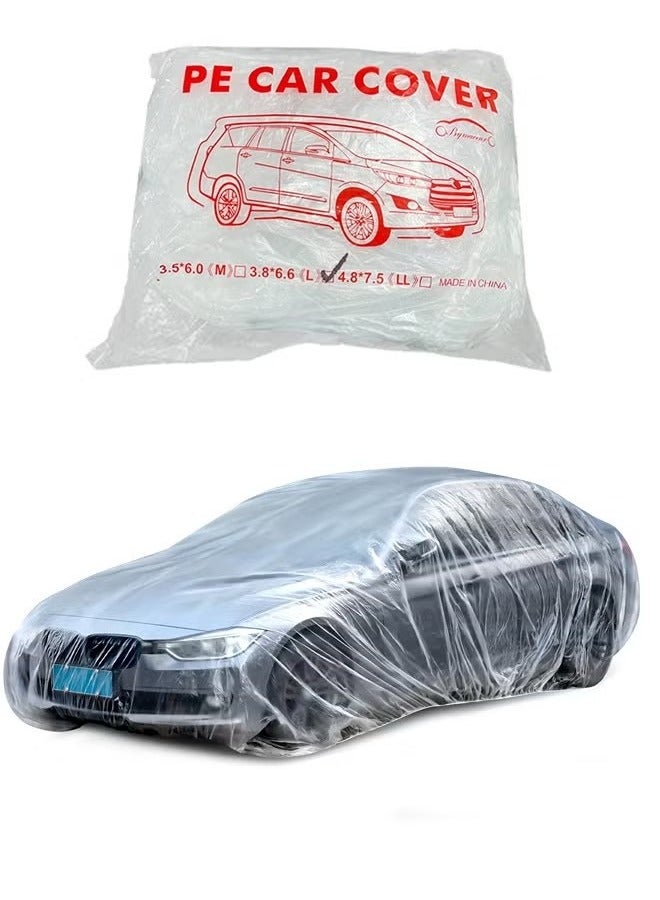 Disposable Car Cover Clear Plastic Car Cover Outdoor Universal Rain Dust Garage Cover with Elastic Band - Image 1
