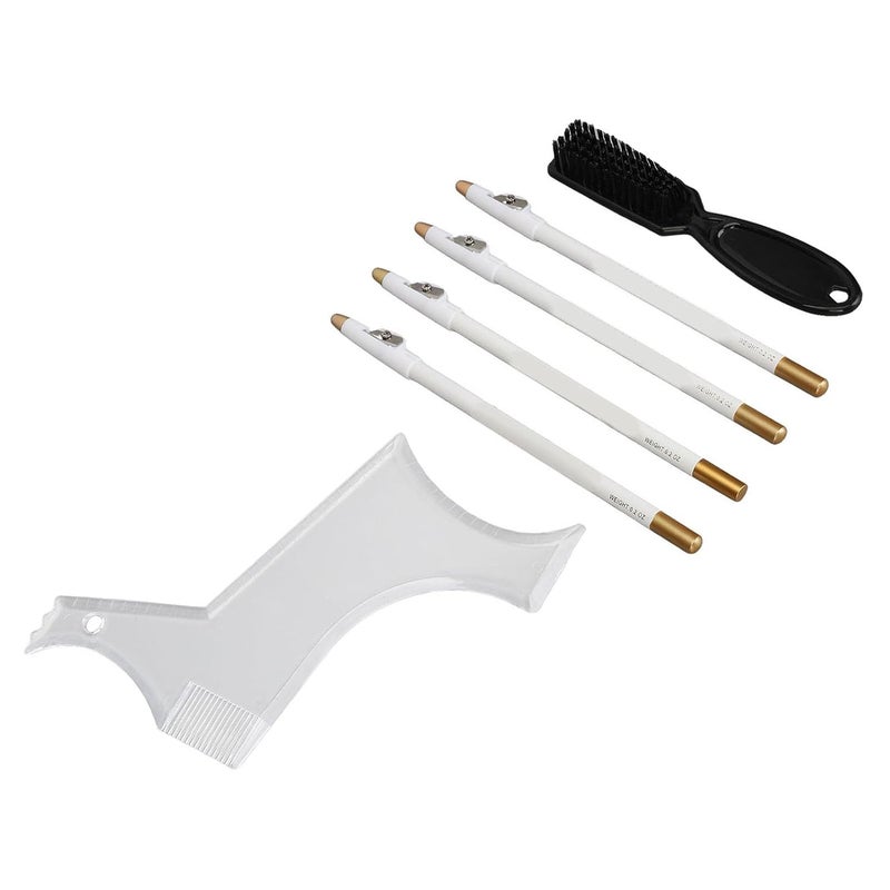 Generic Beard Shaping Stencil Kit with Barber Pencils Perfect Contour for Men Portable Beard Grooming Tool Set for Travel (White) - Image 5