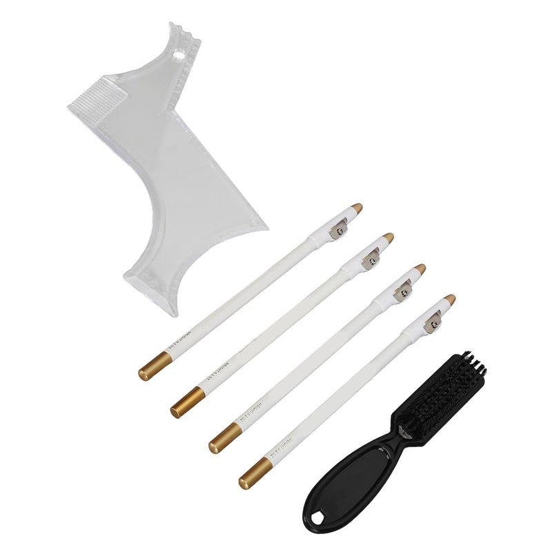 Generic Beard Shaping Stencil Kit with Barber Pencils Perfect Contour for Men Portable Beard Grooming Tool Set for Travel (White) - Image 1