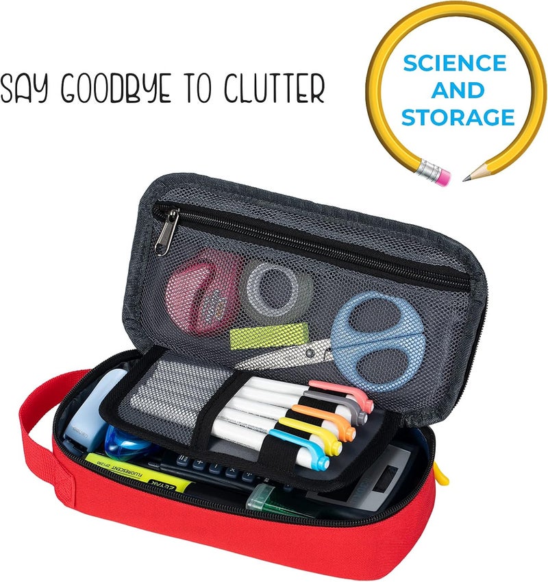 ECHSRT Large Pencil Case, Aesthetic Pen Pouch with Big Capacity, Minimalist Portable Stationery Bag with Handle for Office Organizer Aesthetic Pencil Cases - Image 3