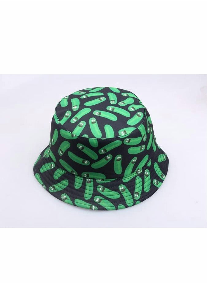 Excefore - Bucket Hat, Cartoon Cucumber Print Hat, Reversible Summer Sun Cap for Women Men Outdoor Travel - Image 1