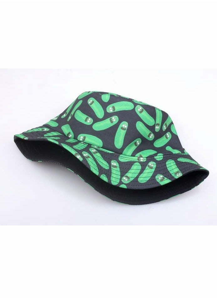 Excefore - Bucket Hat, Cartoon Cucumber Print Hat, Reversible Summer Sun Cap for Women Men Outdoor Travel - Image 1