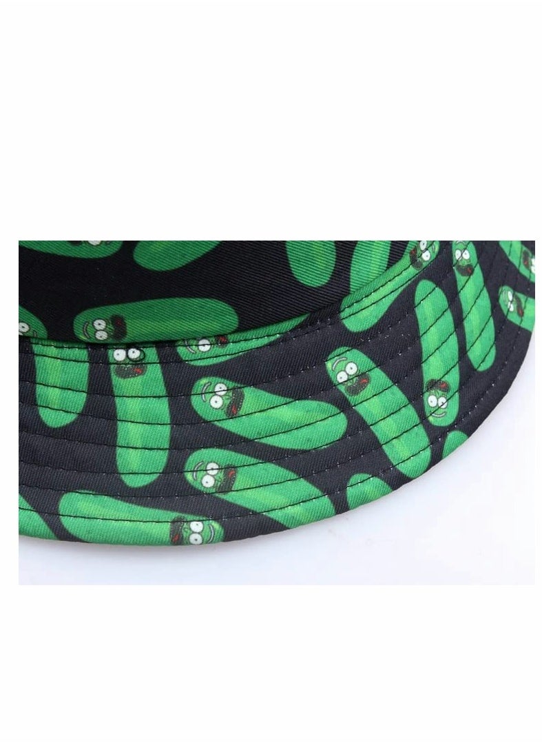Excefore - Bucket Hat, Cartoon Cucumber Print Hat, Reversible Summer Sun Cap for Women Men Outdoor Travel - Image 1