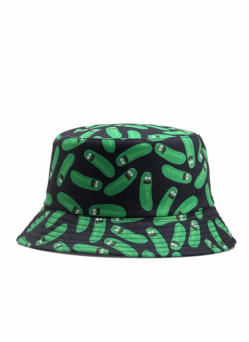 Excefore - Bucket Hat, Cartoon Cucumber Print Hat, Reversible Summer Sun Cap for Women Men Outdoor Travel - Image 1