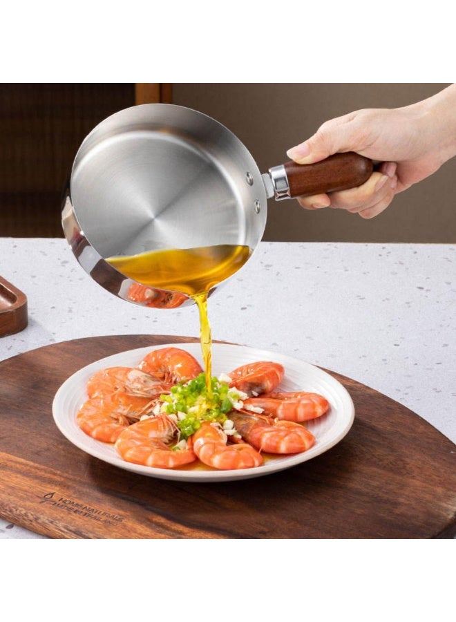 Tradeo Stainless Steel Noodle Pot with Glass Lid – 14cm Mini Cookpot with Beech Wood Handle for Soup, Snacks & Baby Food - Image 4