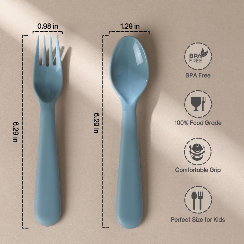POIKSHARK 12 Pieces Toddler Utensils Set, Plastic Spoons and Forks Set for Kids, Children Safe Flatware, Plastic Reusable Cutlery, BPA Free, Dishwasher Safe - Image 2