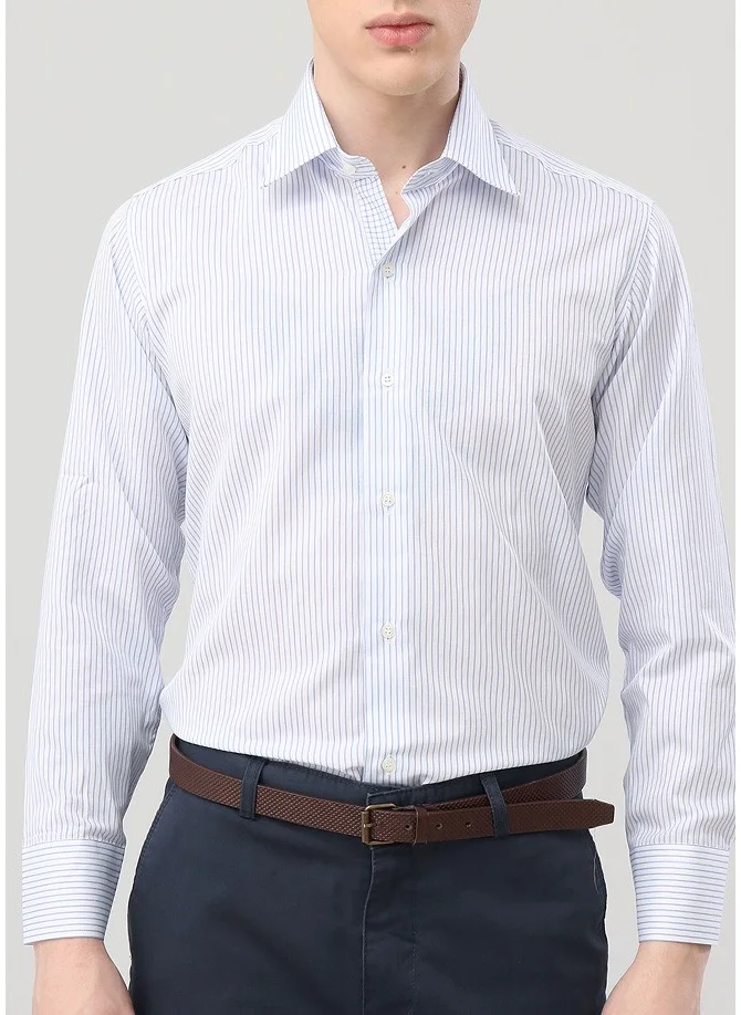 فاريتا Men's Blue Striped Slim Fit Long Sleeve Shirt