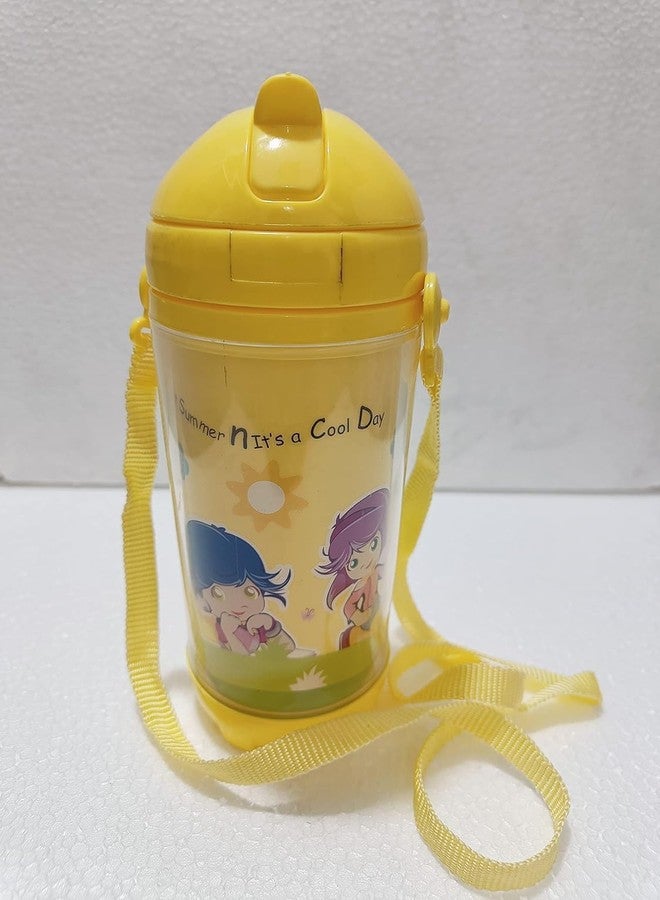 EAGEAN 500ml Water Bottle with Straw for Kids, Durable & Leak Proof Open Soft Sipper & Protective Silicone Boot (Yellow) - Image 1