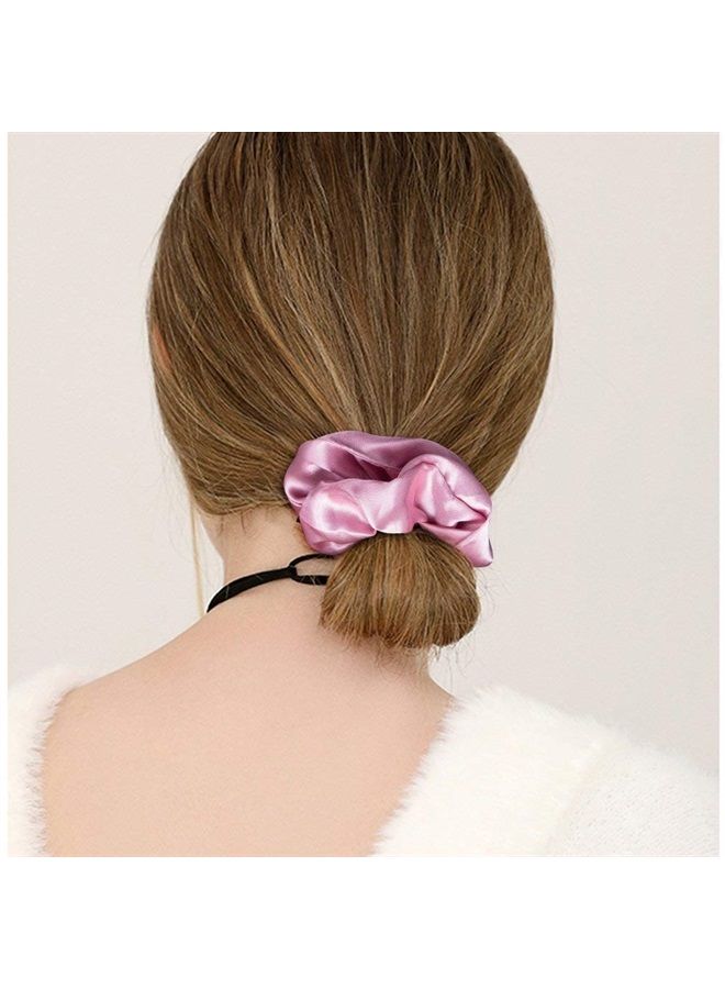 Cubaco 12 Pieces Satin Hair Scrunchies Elastic Hair Bobbles Scrunchy Hair Ties Ponytail Holder Hair Elastic, Pink Lovers