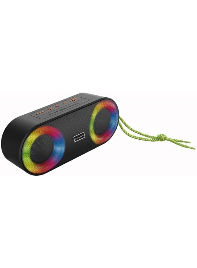 L'avvento Sp315 Led Speaker Ipx6 5W*2 3000Mah Usb Tf Aux Rope Handle Black - Image 1