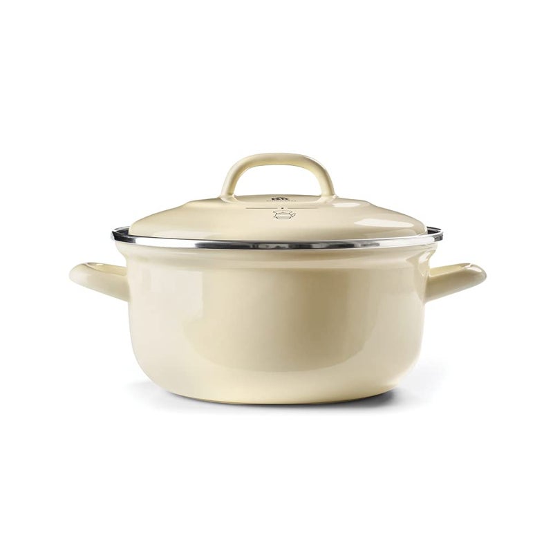 BK Indigo Aluminum Heavy-Gauge Carbon Steel, Induction, 3.5QT Nonstick Glaze Dutch Oven, Dishwasher Safe, Cream - Image 1