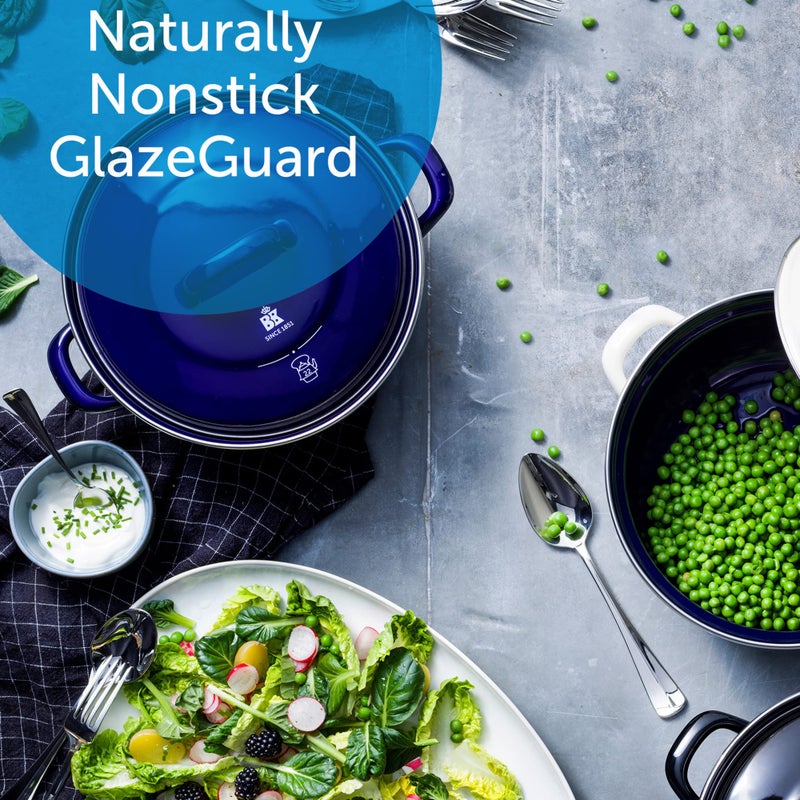 BK Indigo Aluminum Heavy-Gauge Carbon Steel, Induction, 3.5QT Nonstick Glaze Dutch Oven, Dishwasher Safe, Cream - Image 3