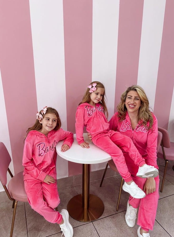 Barbie Little Girls Zip Up Hoodie and Pants Outfit Set Pink 7-8, Pink, 7-8 - Image 2