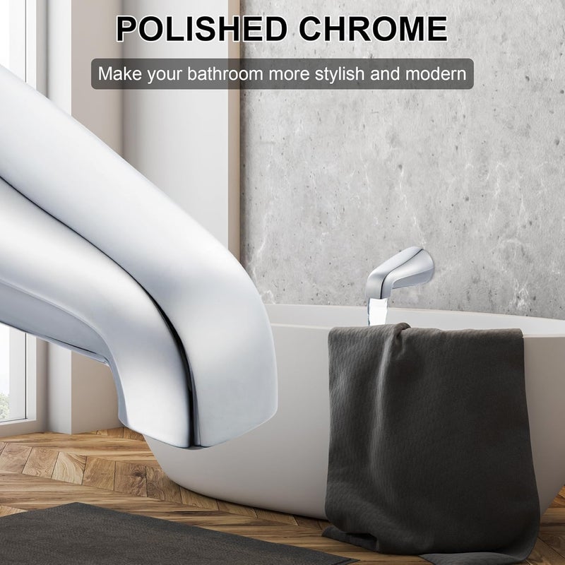 Dreyoo Universal Bath Tub Spout with Adapter, 5" Bathroom Bathtub Faucet Spout Without Diverter, Fits for 1/2'', 3/4'' IPS Inside Thread Connection and Tub/Shower Faucet Brands(Chrome) - Image 4