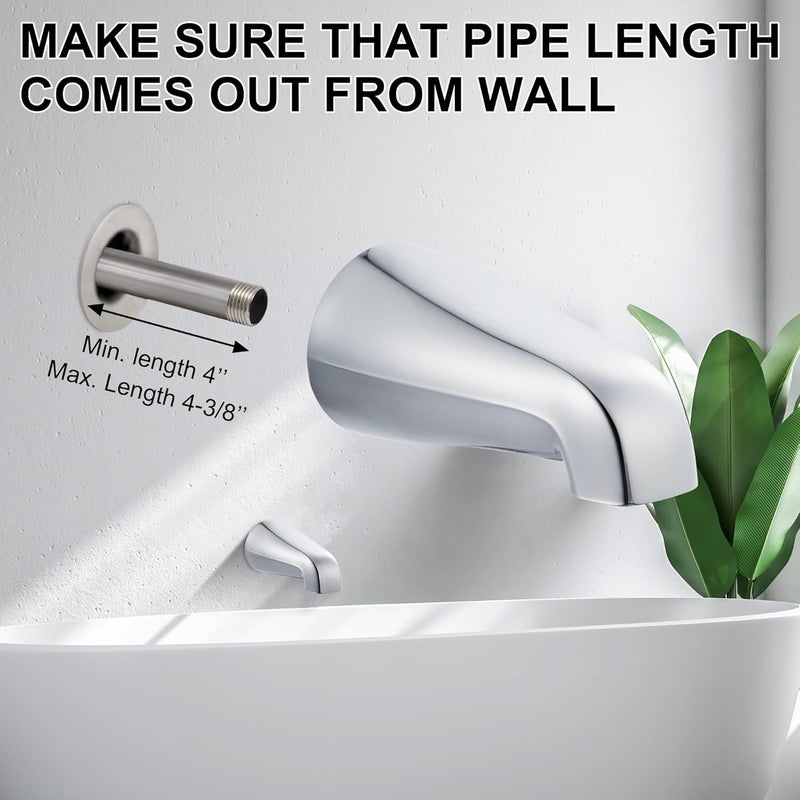 Dreyoo Universal Bath Tub Spout with Adapter, 5" Bathroom Bathtub Faucet Spout Without Diverter, Fits for 1/2'', 3/4'' IPS Inside Thread Connection and Tub/Shower Faucet Brands(Chrome) - Image 3