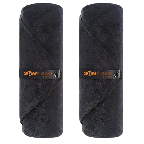 SUNLAND Microfiber Gym Bath Towel Ultra Soft Travel Camping Towel Super Absorbent Swimming Sport Towels with Carry Bag for Adults and Children 24inchX48inch Black 2 Pack - Image 1