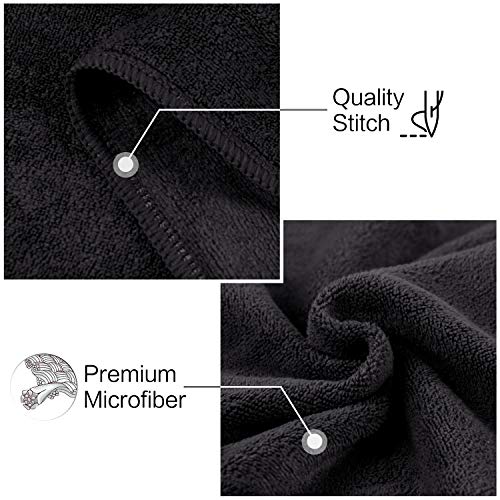 SUNLAND Microfiber Gym Bath Towel Ultra Soft Travel Camping Towel Super Absorbent Swimming Sport Towels with Carry Bag for Adults and Children 24inchX48inch Black 2 Pack - Image 3