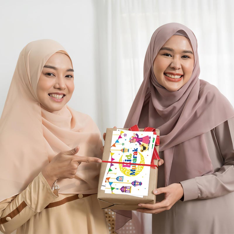 HOWAF 16pcs Eid Mubarak Greeting Cards Ramadan Mubarak Coloring Gift Cards with Stickers Envelopes Paint Pens, Ramadan Kareem Gift Cards for Kids, Eid Holiday Greeting Cards Eid Mubarak Party Favors - Image 5