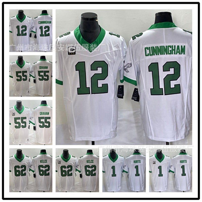 Eagles Eagles Hurts # 1 Green Rugby Jersey Brown # 11 Embroidered Jersey - Image 4