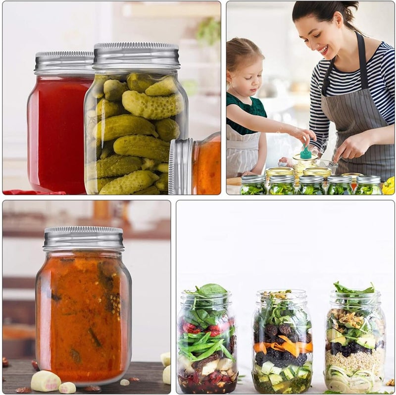 Homoyoyo Glass Mason Jars with Lids 500ml Food-grade Glass Canisters for Salad, Jelly, and Canning – 4pcs Wide Mouth Storage Containers for Home Kitchen Food Preservation Random Color - Image 5