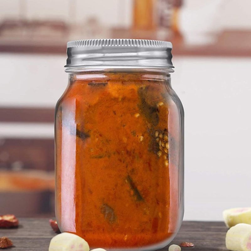 Homoyoyo Glass Mason Jars with Lids 500ml Food-grade Glass Canisters for Salad, Jelly, and Canning – 4pcs Wide Mouth Storage Containers for Home Kitchen Food Preservation Random Color - Image 4