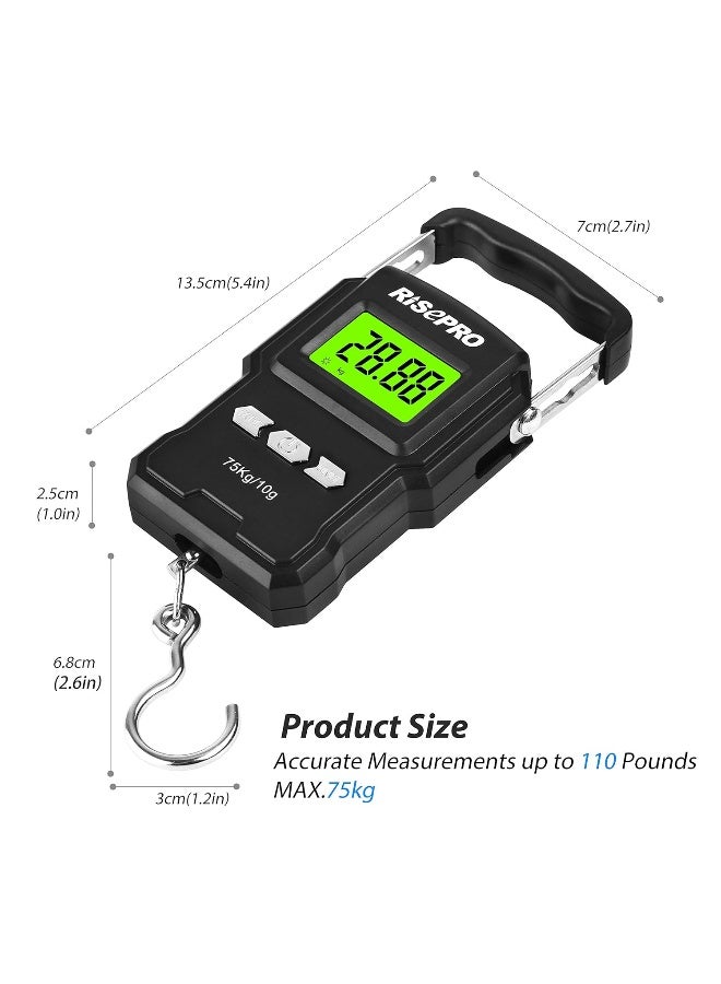 RISEPRO RISEPRO Fish Scale, Digital Electronic Balance Fishing Postal Hanging Hook Scale W/Ruler 75Kg / 165Lb 10g  - Image 5