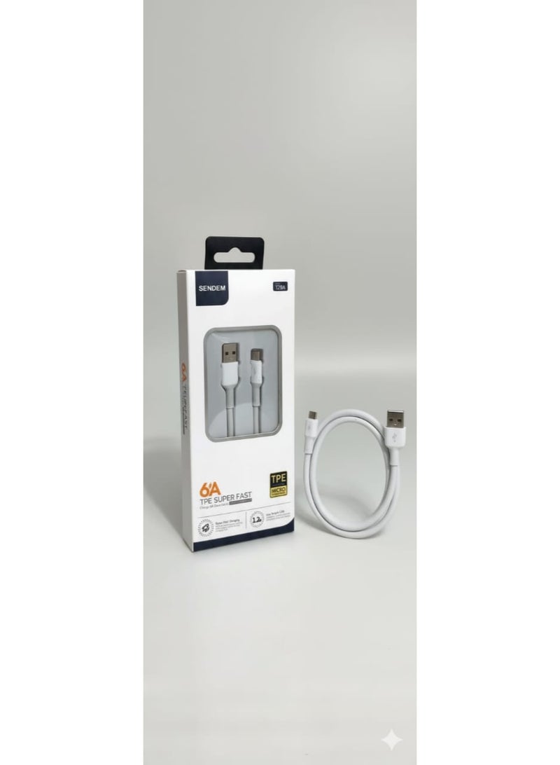 سيندم كابل بيانات SENDEM T29A مايكرو USB – شحن فائق السرعة 6 أمبير، خط TPE متين بطول 1.2 متر - Image 5