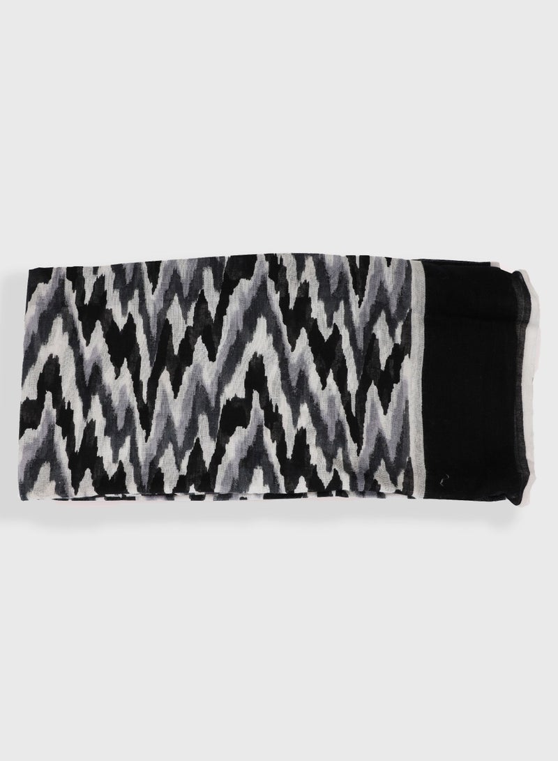 AMICA AMICA Woven Abstract Printed Hijab Long Head Scarf for Women-Black - Image 5
