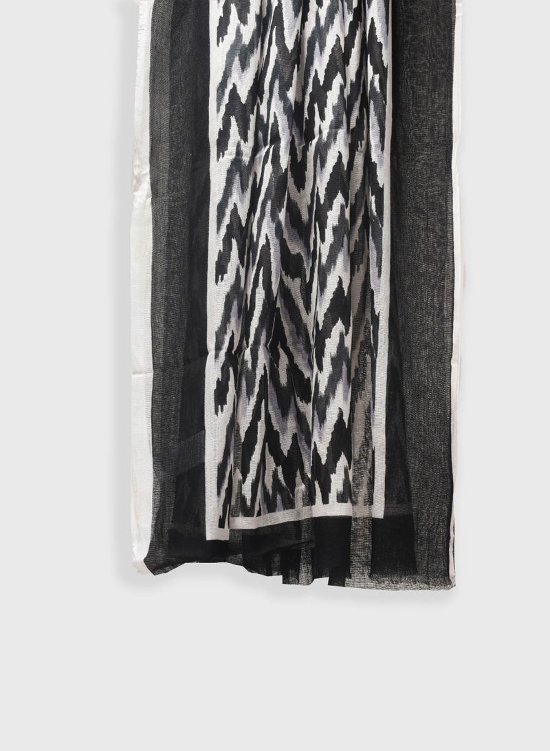 AMICA AMICA Woven Abstract Printed Hijab Long Head Scarf for Women-Black - Image 3