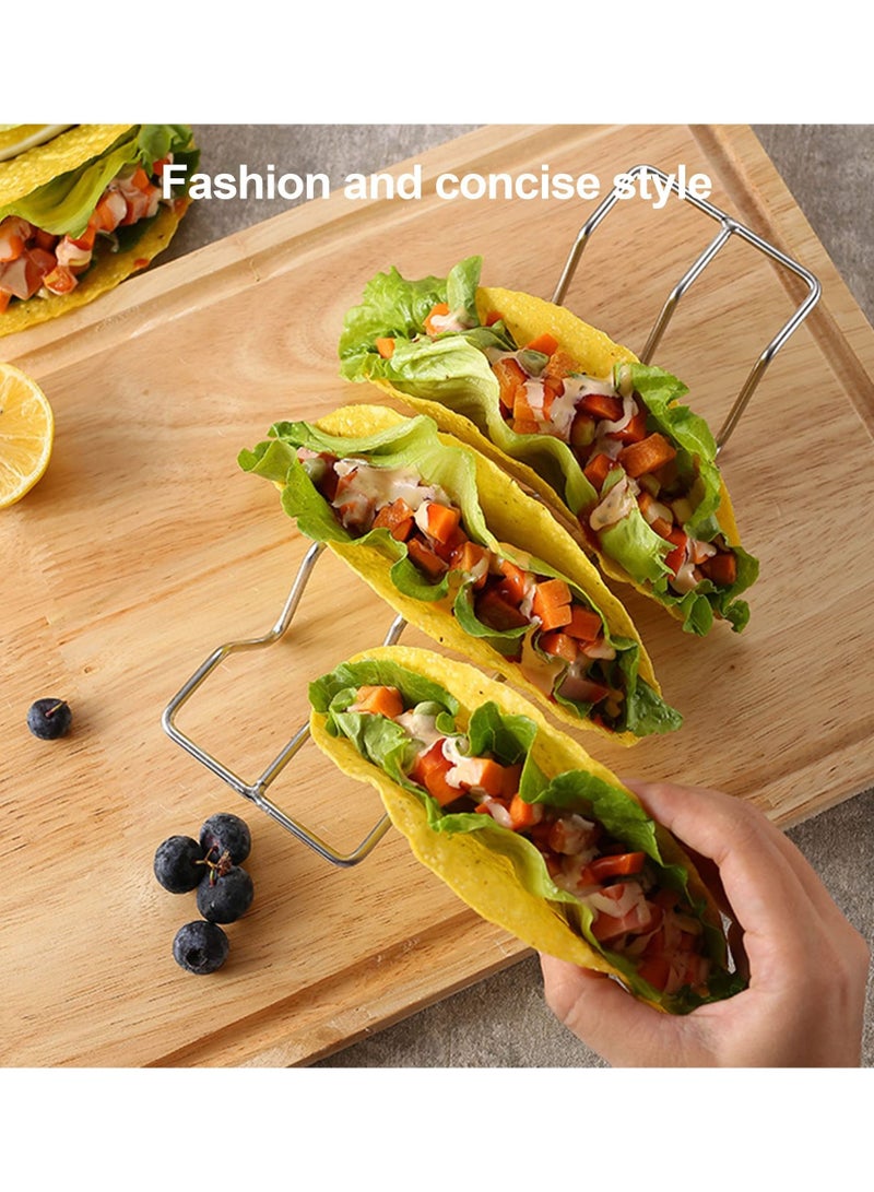 SYOSI 4Pcs Taco Holders, Stainless Steel Taco Shell Holder Stand, Taco Tray Plates for Taco Gifts Accessories, Baking, Dishwa Sher and Grill Safe  - Image 3