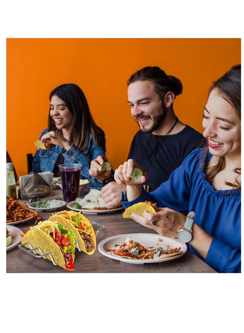 SYOSI 4Pcs Taco Holders, Stainless Steel Taco Shell Holder Stand, Taco Tray Plates for Taco Gifts Accessories, Baking, Dishwa Sher and Grill Safe  - Image 2