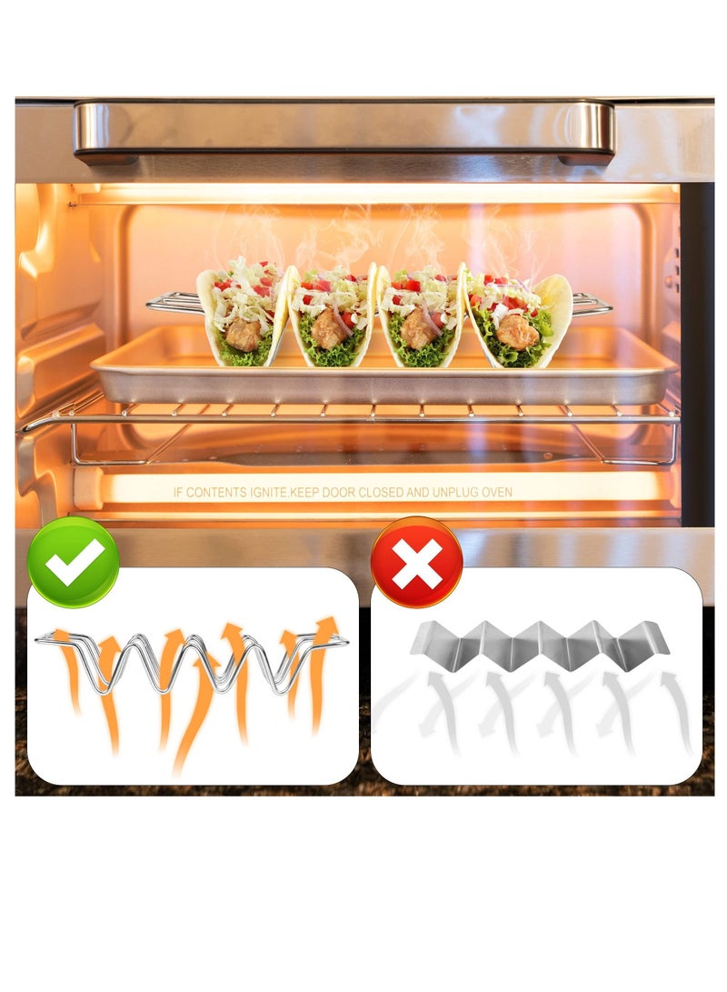 SYOSI 4Pcs Taco Holders, Stainless Steel Taco Shell Holder Stand, Taco Tray Plates for Taco Gifts Accessories, Baking, Dishwa Sher and Grill Safe  - Image 5