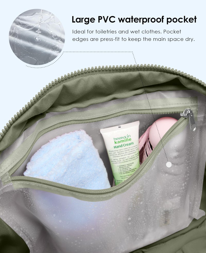 Uselike Gym Bag for Women, Travel Duffle Bags with Wet Pocket, Lightweight Carry on Bag Overnight Weekender Duffel Bag, Water Resistant (Sage Green) - Image 4