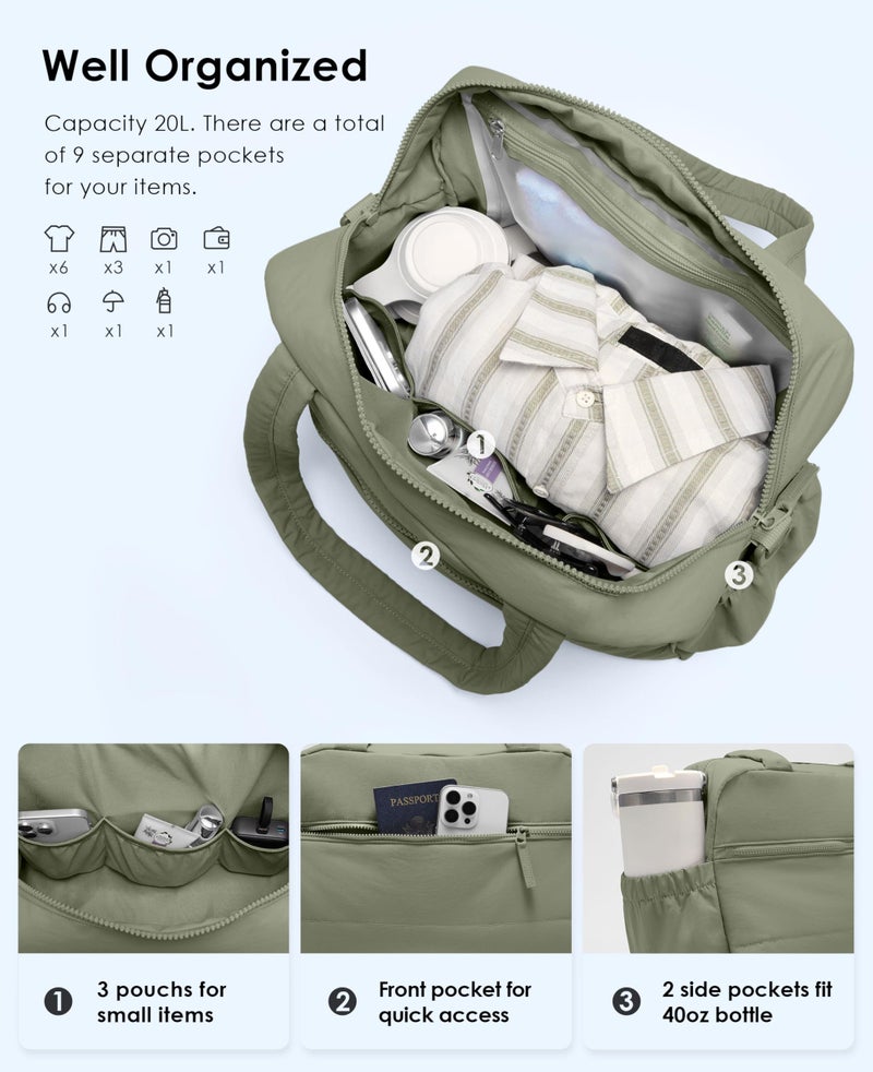 Uselike Gym Bag for Women, Travel Duffle Bags with Wet Pocket, Lightweight Carry on Bag Overnight Weekender Duffel Bag, Water Resistant (Sage Green) - Image 3
