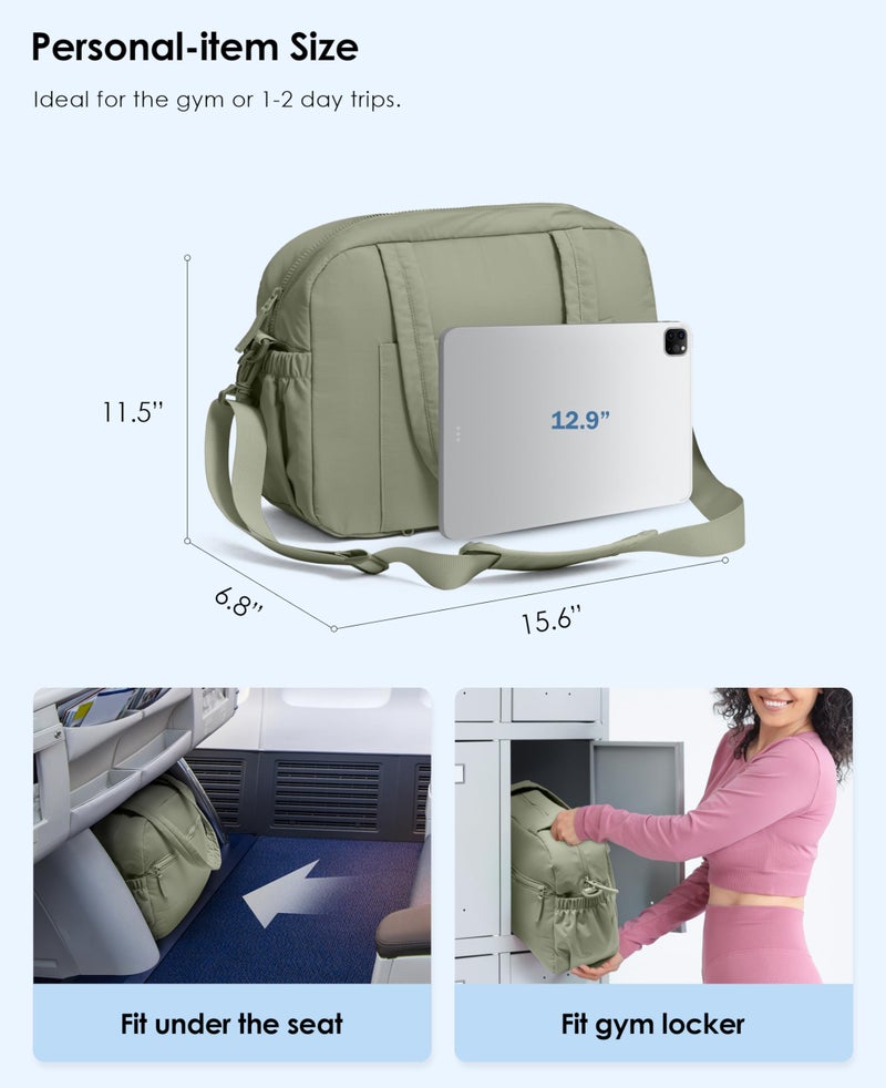 Uselike Gym Bag for Women, Travel Duffle Bags with Wet Pocket, Lightweight Carry on Bag Overnight Weekender Duffel Bag, Water Resistant (Sage Green) - Image 5
