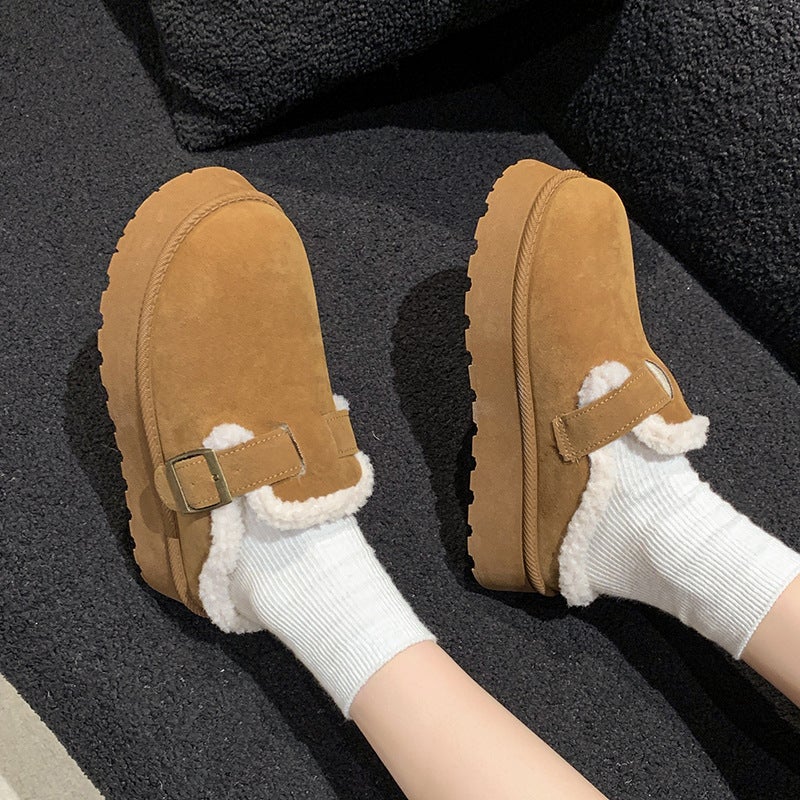 Baotou Mao Thick-Soled Slippers Women Winter Fur One Wear Padded Fleece-Lined Snow Boots - Image 4