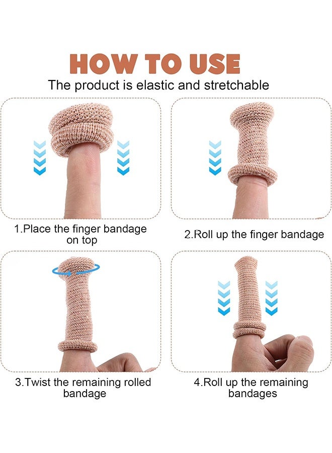 10Pcs Fingertip Bandages, Cotton Finger Cots, Breathable Elastic Finger Gloves, Reusable Thumb Gloves Protectors Dressing Gauze Skin Color Bandages for Garden Kitchen Sculpture(Skin Color) - Image 2