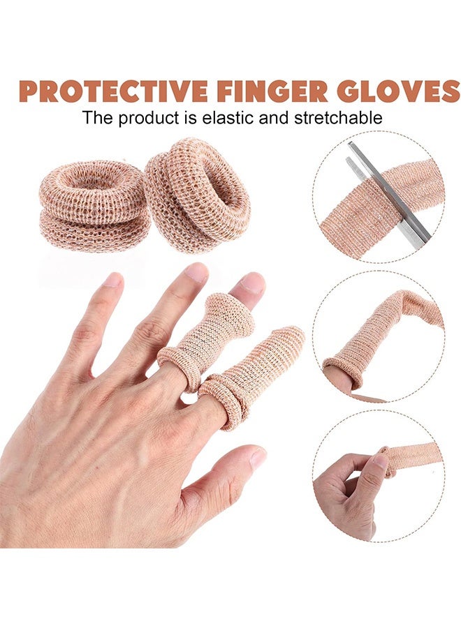 10Pcs Fingertip Bandages, Cotton Finger Cots, Breathable Elastic Finger Gloves, Reusable Thumb Gloves Protectors Dressing Gauze Skin Color Bandages for Garden Kitchen Sculpture(Skin Color) - Image 3