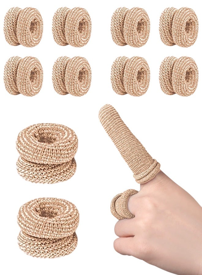 10Pcs Fingertip Bandages, Cotton Finger Cots, Breathable Elastic Finger Gloves, Reusable Thumb Gloves Protectors Dressing Gauze Skin Color Bandages for Garden Kitchen Sculpture(Skin Color) - Image 1